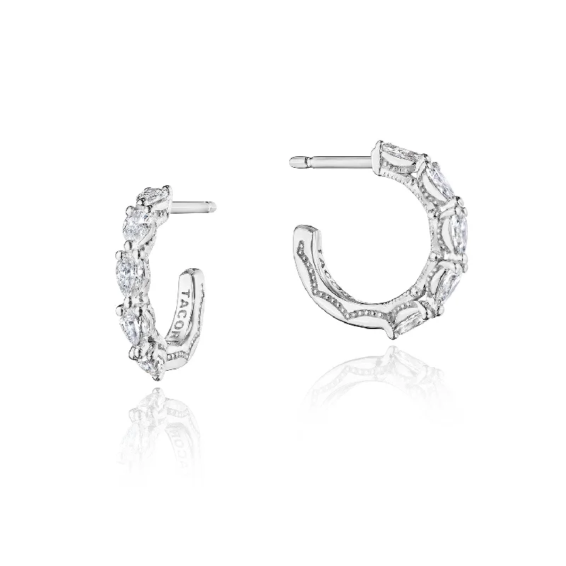 Large hoop earrings for a bold and statement-making fashion accessory-Tacori Pear-Shaped Diamond Huggie Hoop Earrings