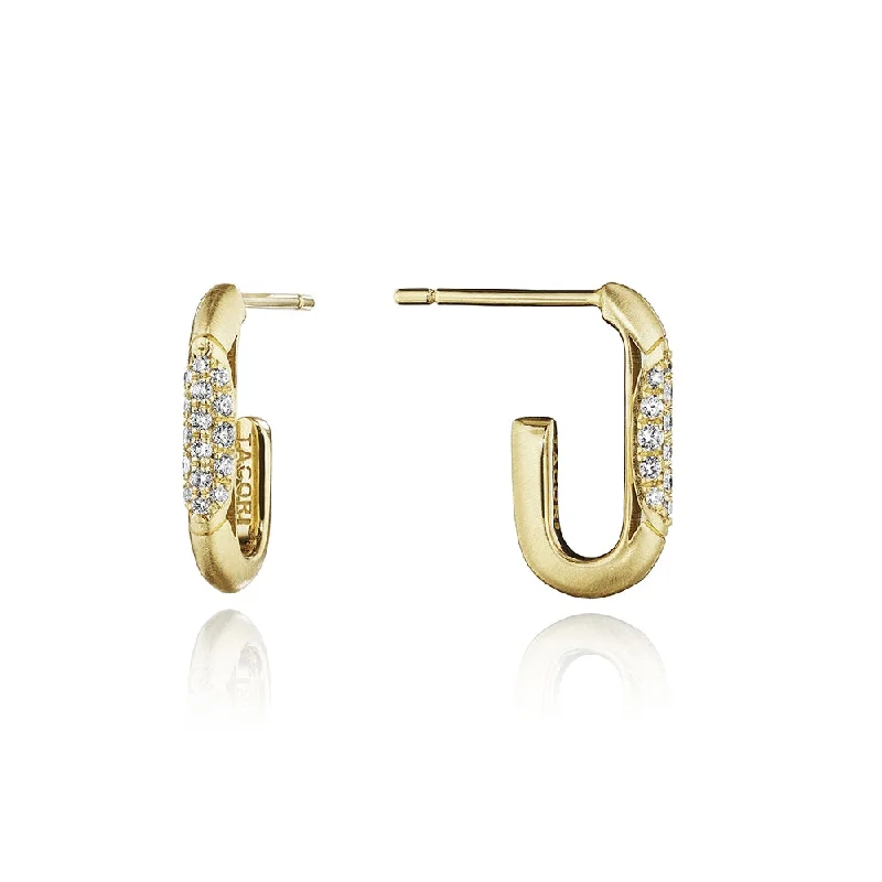 Hoop earrings with abstract shapes for an artistic and creative touch-Tacori Crescent Eclipse Single Link Gold and Diamond Earrings