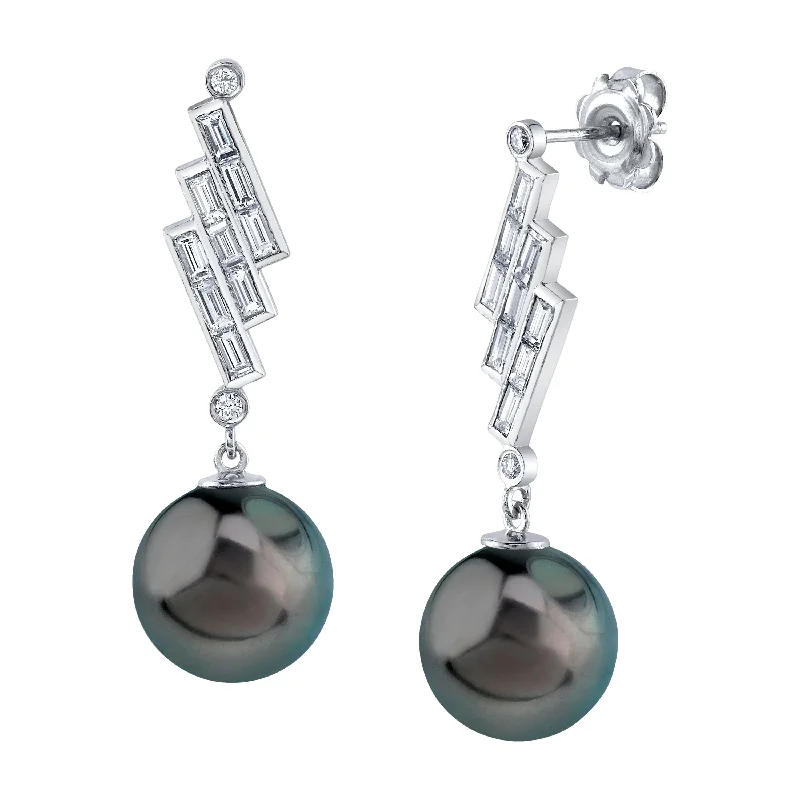 Best hoop earrings with lever-back closures for secure and easy wear-Tahitian South Sea Pearl & Diamond Bowie Earrings