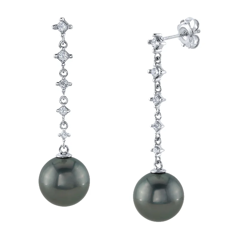 Hoop earrings with infinity loop designs for a continuous and eternal shape-Tahitian South Sea Pearl & Diamond Brielle Earrings