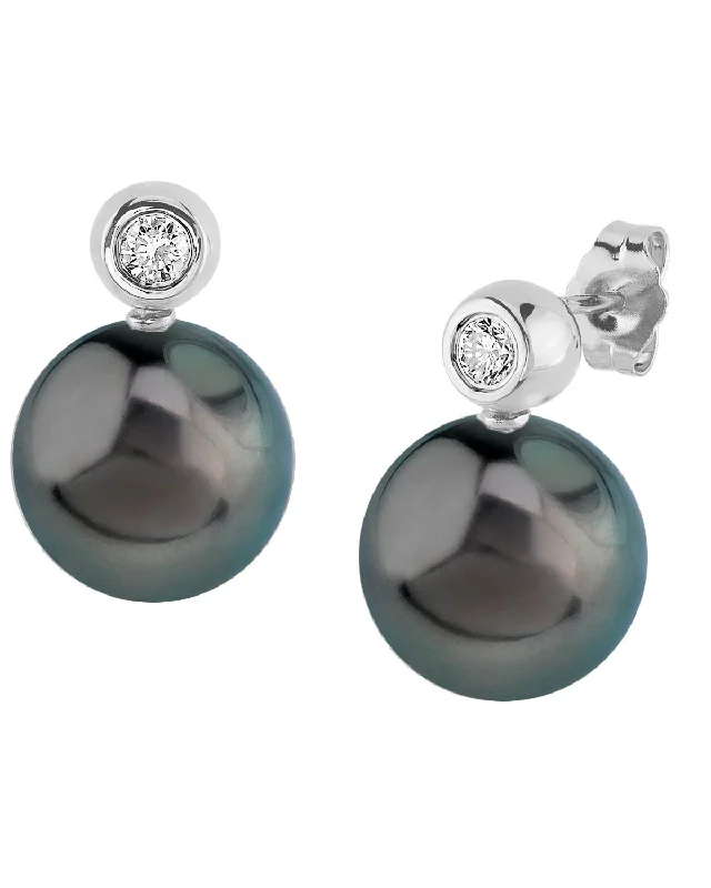 Hoop earrings with textured finishes for a vintage and classic style-Tahitian South Sea Pearl & Diamond Honor Earrings