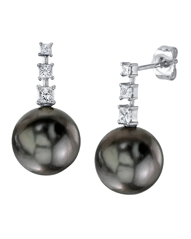 Best hoop earrings with oval shapes for a unique and elongated design-Tahitian South Sea Pearl & Diamond Dorothy Earrings