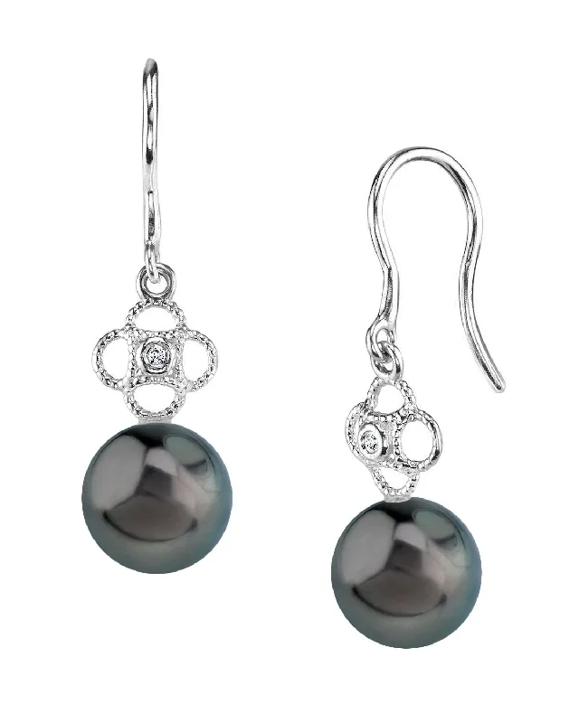 Hoop earrings with polished silver finish for a shiny, modern appeal-Tahitian South Sea Pearl & Diamond Lacy Earrings