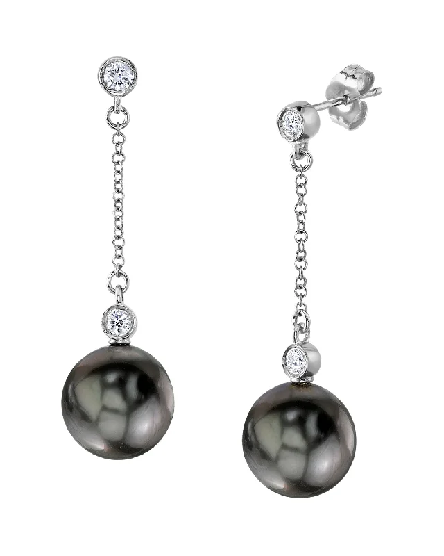 Hoop earrings with colorful beads for a fun and playful vibe-Tahitian South Sea Pearl & Diamond Leana Earrings