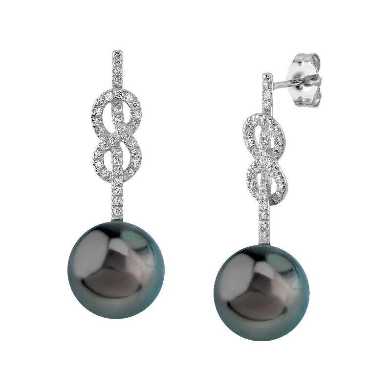 Hoop earrings with oversized pearl accents for a statement-making look-Tahitian South Sea Pearl & Diamond Levana Infinity Earrings