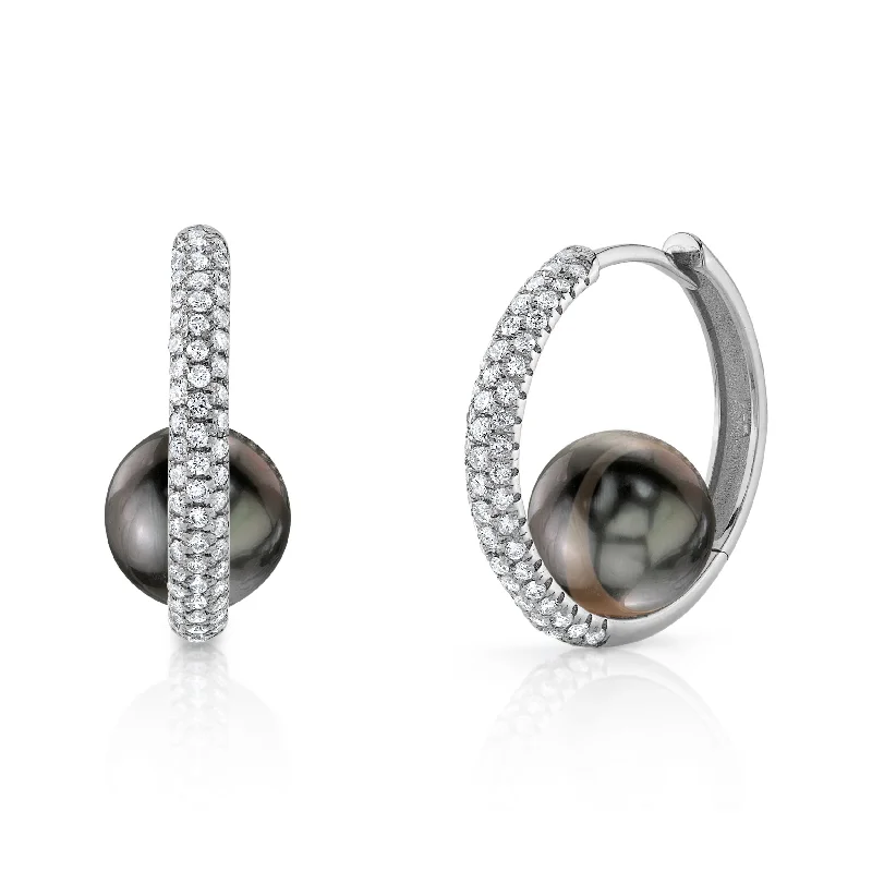 Best hoop earrings with satin ribbons for a soft, feminine appearance-Tahitian South Sea Pearl & Diamond Enchantment Earrings