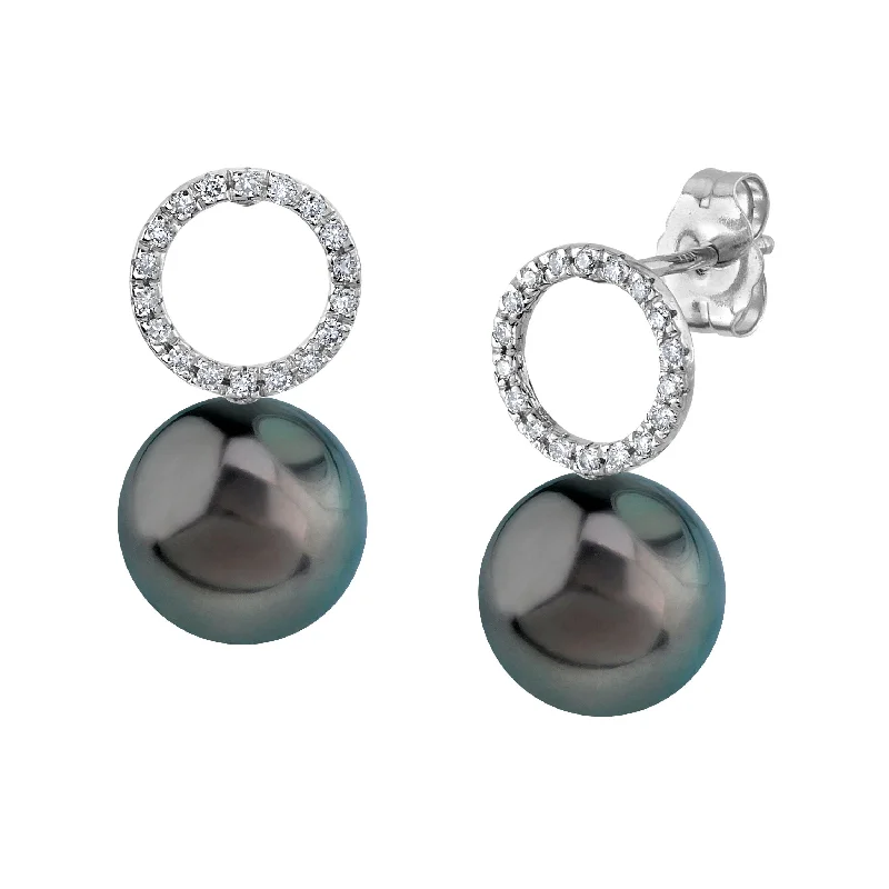 Hoop earrings with twisted metal designs for a dynamic and modern style-Tahitian South Sea Pearl & Diamond Maya Earrings