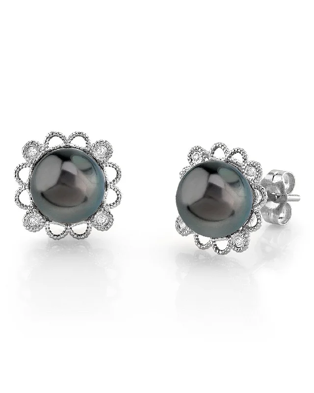 Hoop earrings with rhinestone-studded rims for a glamorous touch-Tahitian South Sea Pearl Lea Earrings