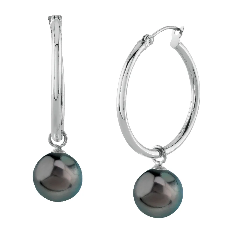 Best hoop earrings with stacked layers for a dimensional and bold look-Tahitian South Sea Pearl Hoop Leane Earrings