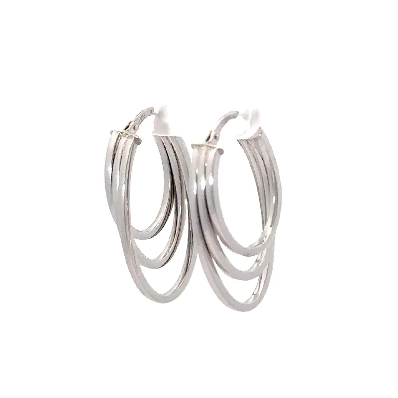 Hoop earrings with textured gold for a refined and sophisticated aesthetic-Three Tier High Polish Oval Hoop Earrings