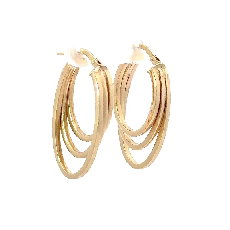 Best hoop earrings with gold for a luxurious and timeless look-Three Tier Oval Hoop Earrings