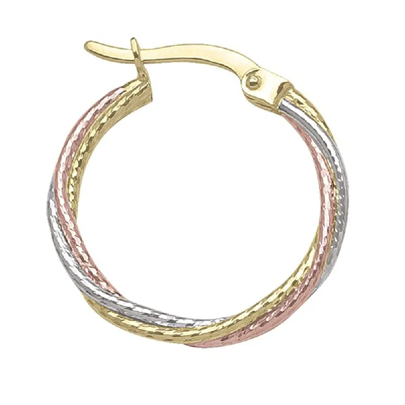 Best hoop earrings with infinity designs for a timeless and meaningful symbol-Tri-Colour Gold Hoop Earrings