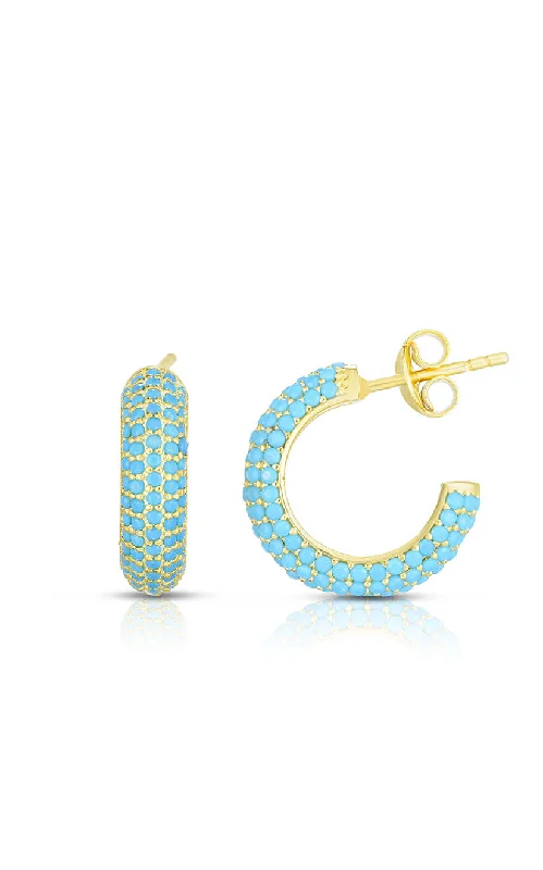 Best hoop earrings with sterling silver for an affordable and chic design-Turquoise Mini Huggie Earring