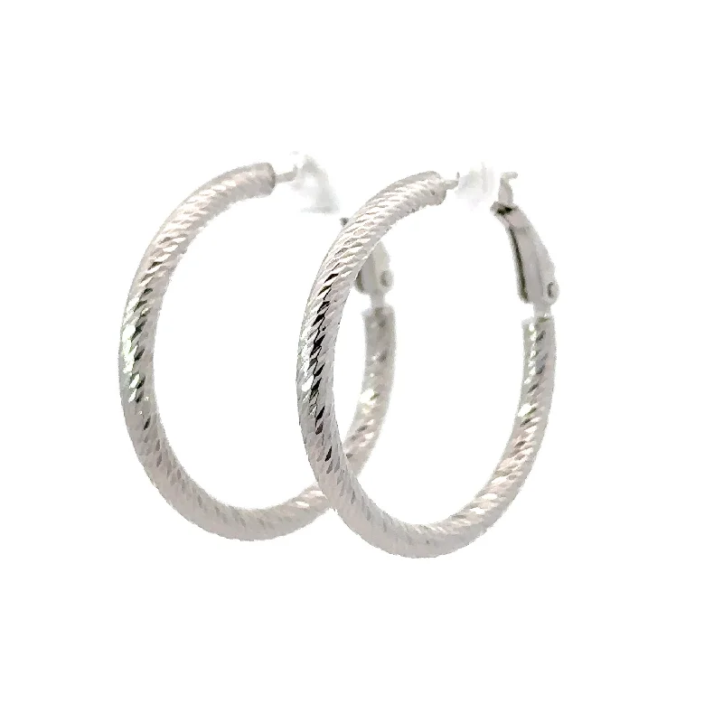 Hoop earrings with polished metal for a shiny and high-quality finish-Twisted Diamond Cut Gold Hoop Earrings