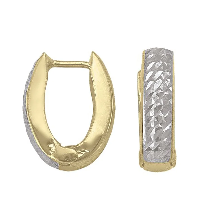 Best hoop earrings with enamel details for a colorful and modern look-Two-Tone Gold Diamond Cut Hoop Earrings