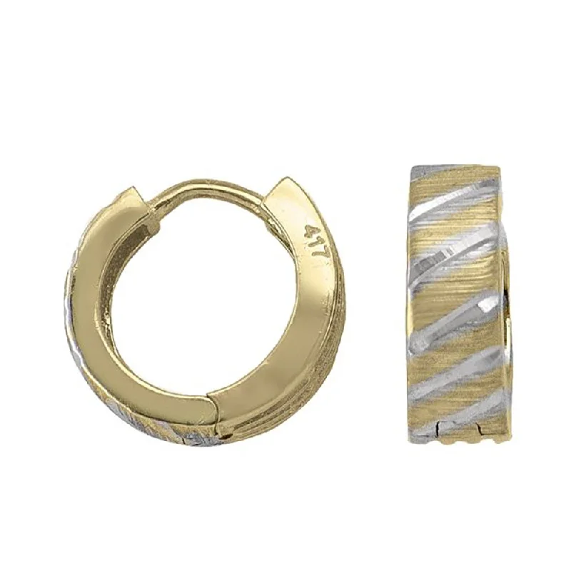 Hoop earrings with removable pendants for a versatile and customizable accessory-Two-Tone Gold Huggie Hoop Earrings