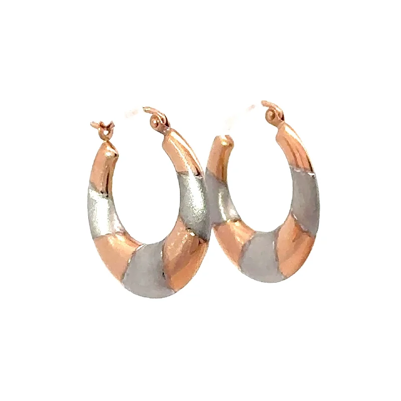 Best hoop earrings with sterling silver for an affordable and chic design-Two-Tone Gold Puffed Hoop Earrings