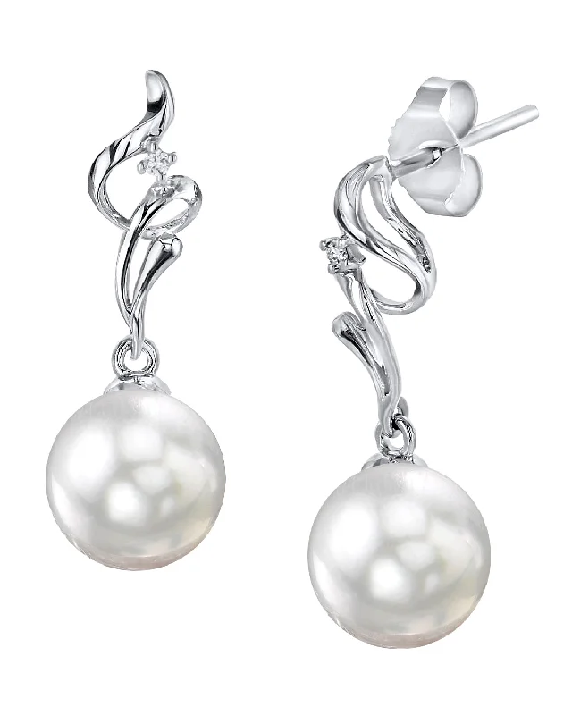 Best hoop earrings with sterling silver for an affordable and chic design-White South Sea Pearl & Diamond Aria Dangle Earrings