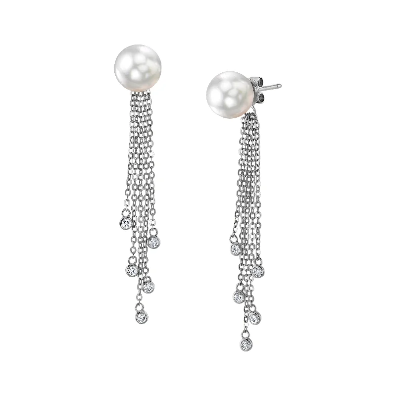 Best hoop earrings with stacked layers for a dimensional and bold look-White South Sea Pearl Diamond Siren Dangle Earrings