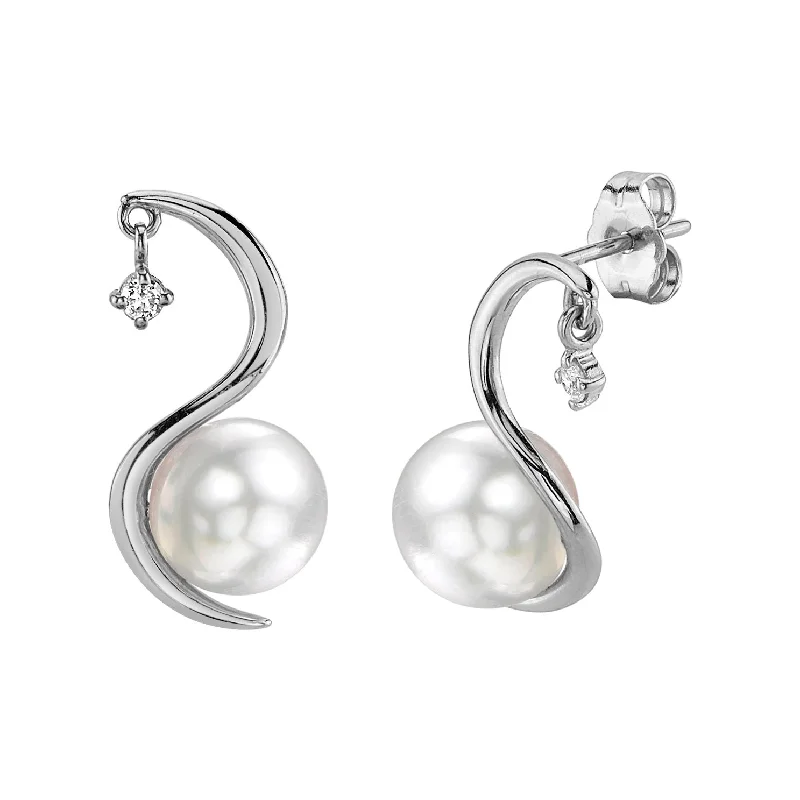 Best hoop earrings with delicate chain details for a trendy and stylish design-White South Sea Pearl & Diamond Nile Earrings