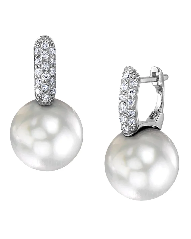 Hoop earrings with dangling charms for a playful and fun look-White South Sea Pearl & Diamond Calypso Earrings