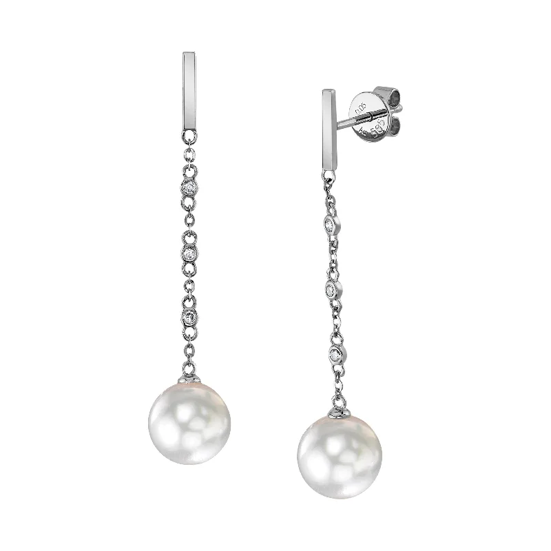 Best hoop earrings with snake chain details for a sleek and modern touch-White South Sea Pearl & Diamond Flicker Dangle Earrings