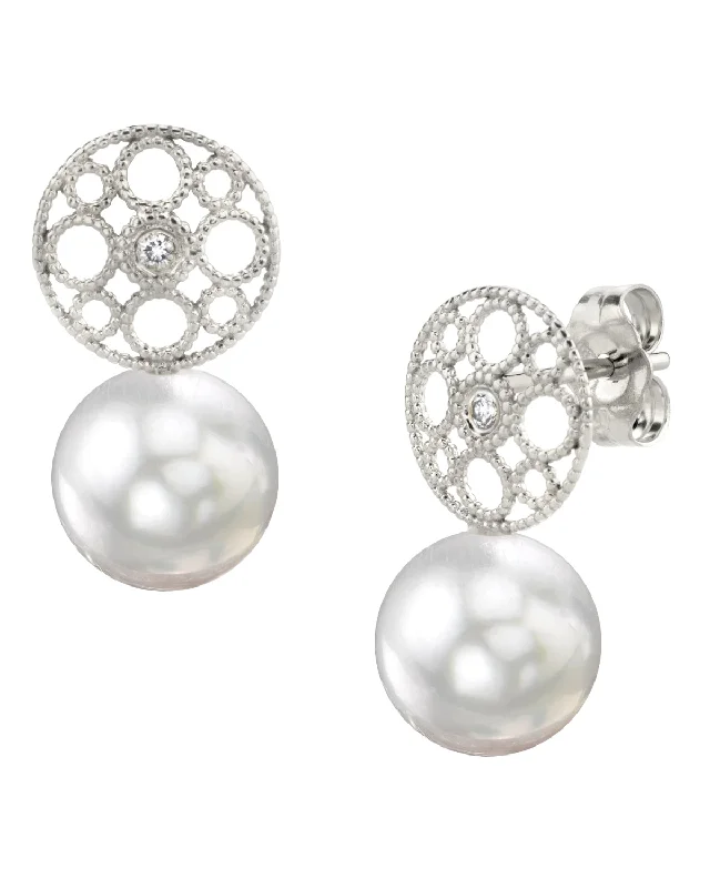 Best hoop earrings with geometric hexagon shapes for a modern, angular look-White South Sea Pearl & Diamond Faye Earrings