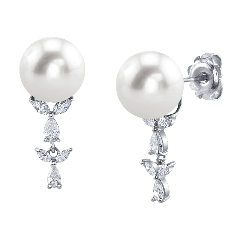 Best hoop earrings with floral designs for a feminine and delicate look-White South Sea Pearl & Diamond Kiara Earrings