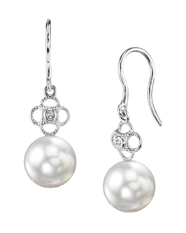 Best hoop earrings with marbled designs for a trendy and artistic effect-White South Sea Pearl & Diamond Gentry Dangle Earrings