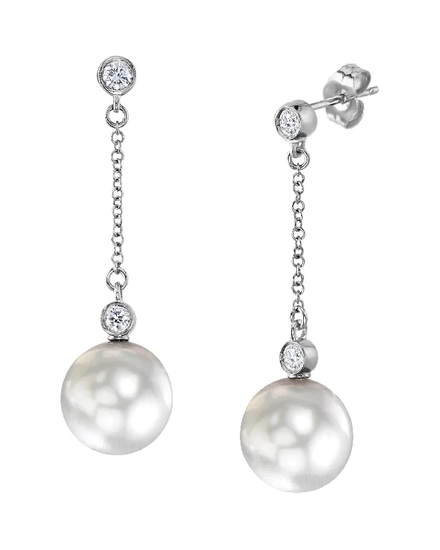 Best hoop earrings with butterfly motifs for a playful and whimsical appearance-White South Sea Pearl & Diamond Leana Dangle Earrings