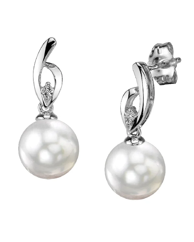 Hoop earrings with oversized designs for a bold, fashion-forward statement-White South Sea Pearl & Diamond Asterie Earrings