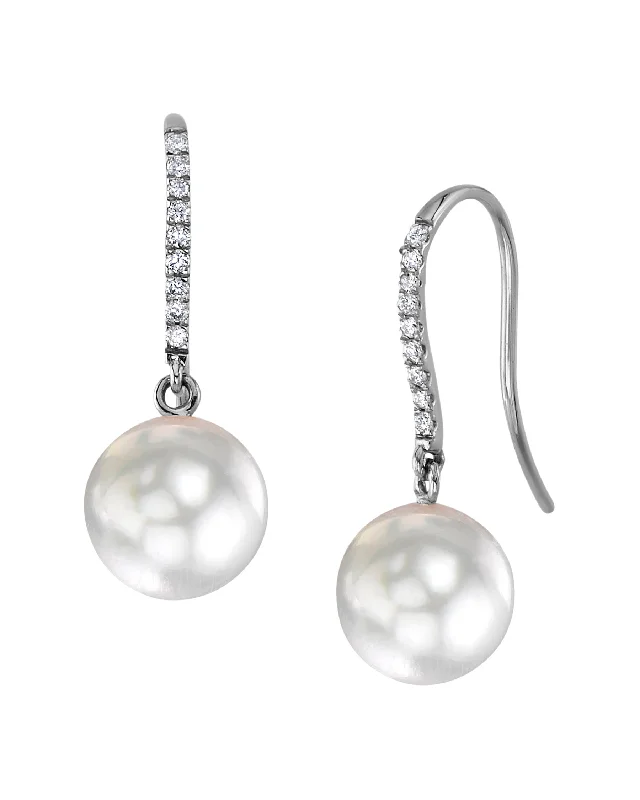 Hoop earrings with circle designs for a classic and timeless shape-White South Sea Pearl & Diamond Phoenix Dangle Earrings