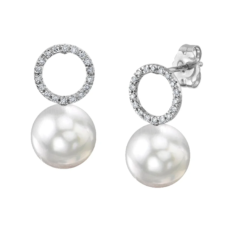 Hoop earrings with a chunky design for a bold and trendy statement-White South Sea Pearl & Diamond Maya Earrings