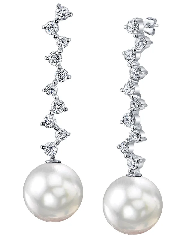 Hoop earrings with removable pendants for a versatile and customizable accessory-White South Sea Pearl & Diamond Evasion Dangle Earrings