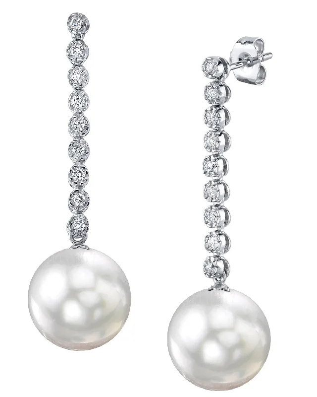 Hoop earrings with multi-tone finishes for a colorful and layered effect-White South Sea Pearl & Diamond Bellatrix Dangle Earrings