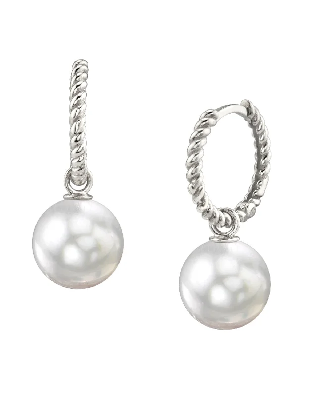 Best hoop earrings with hammered gold for a rustic yet elegant look-White South Sea Pearl Lyra Hoop Earrings