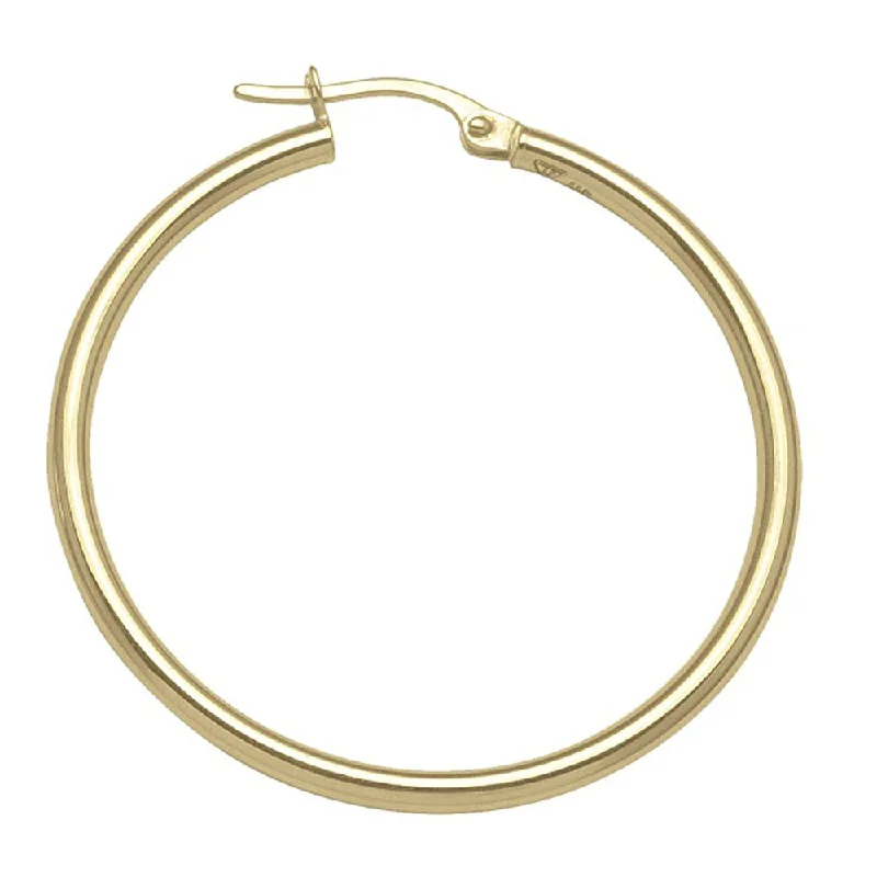 Hoop earrings with oversized pearl accents for a statement-making look-Yellow Gold High Polish Plain Tube Hoop Earrings