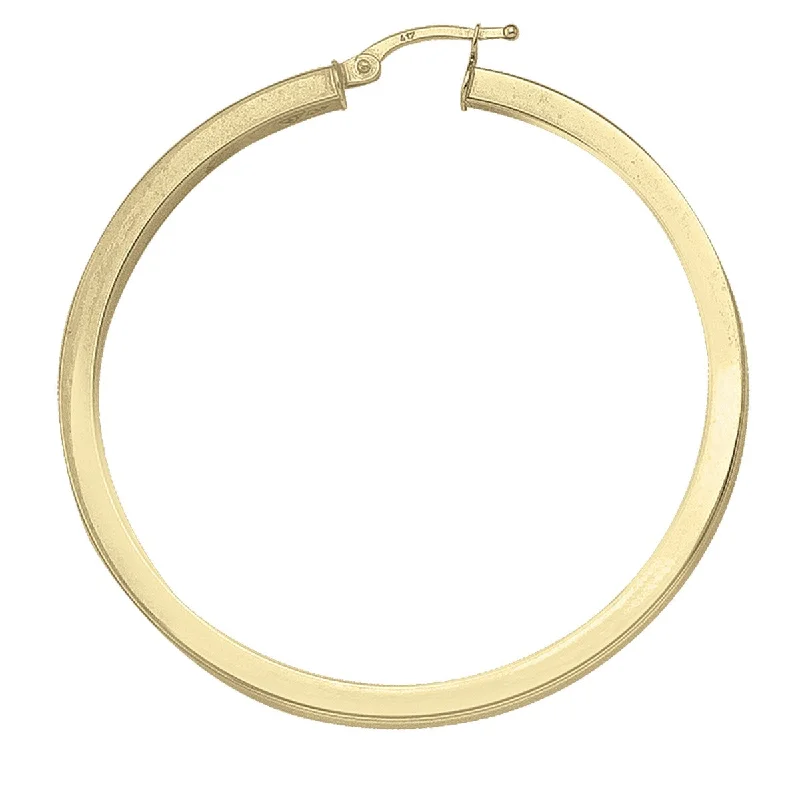 Best hoop earrings with angel wing accents for a spiritual and meaningful design-Yellow Gold Square Edge Hoop Earrings