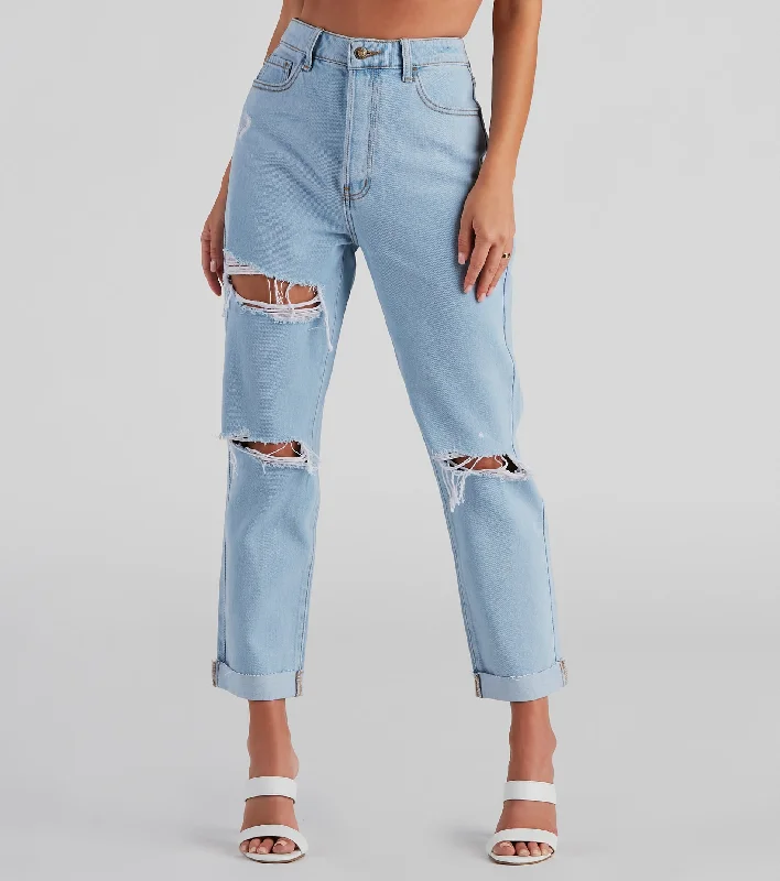 Decorated Back Pocket Jeans for Style -Amanda High Rise Boyfriend Jeans By Windsor Denim