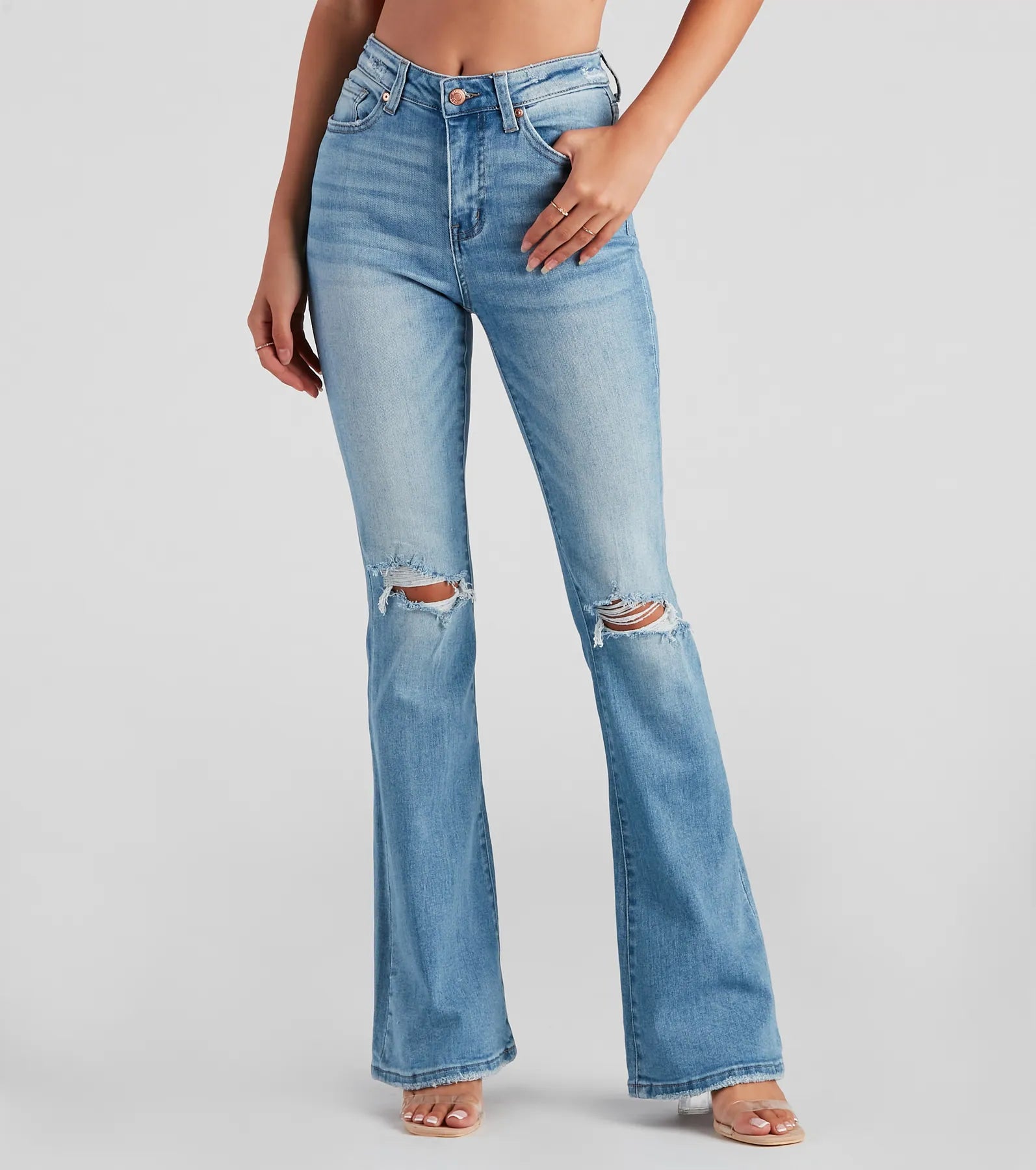 Back Pocket Jeans for Design -Bri High-Rise Flare Jeans by Windsor Denim