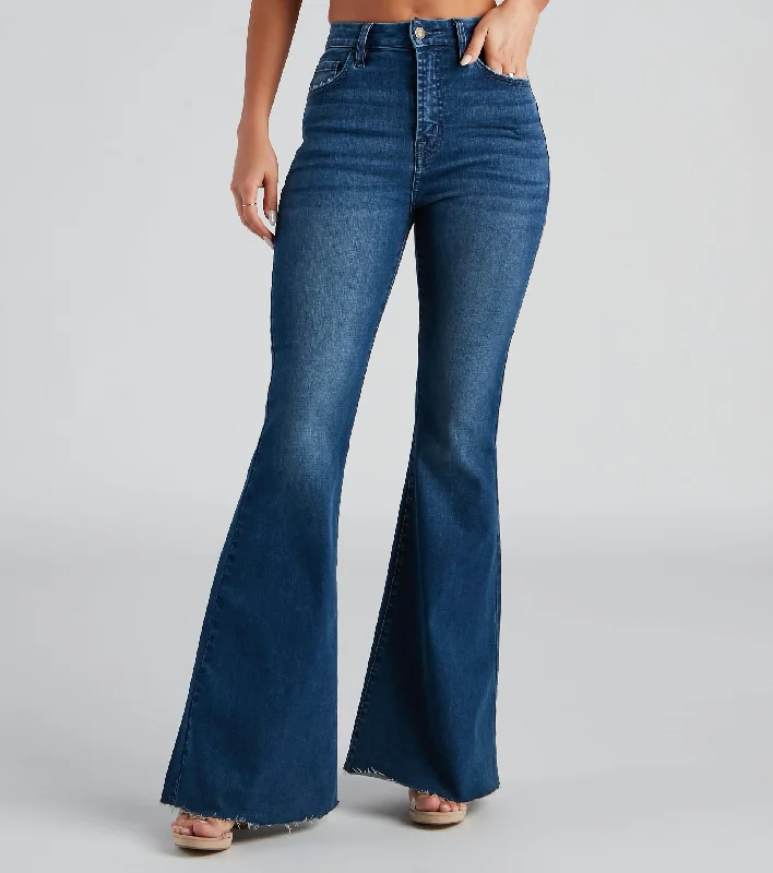 Button Fly Jeans for Traditional -Bri High Rise Flare Jeans By Windsor Denim