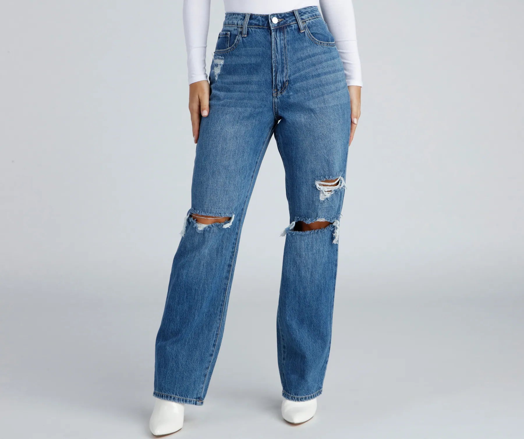 Club Jeans for Social -Classic Casual Distressed Boyfriend Jeans