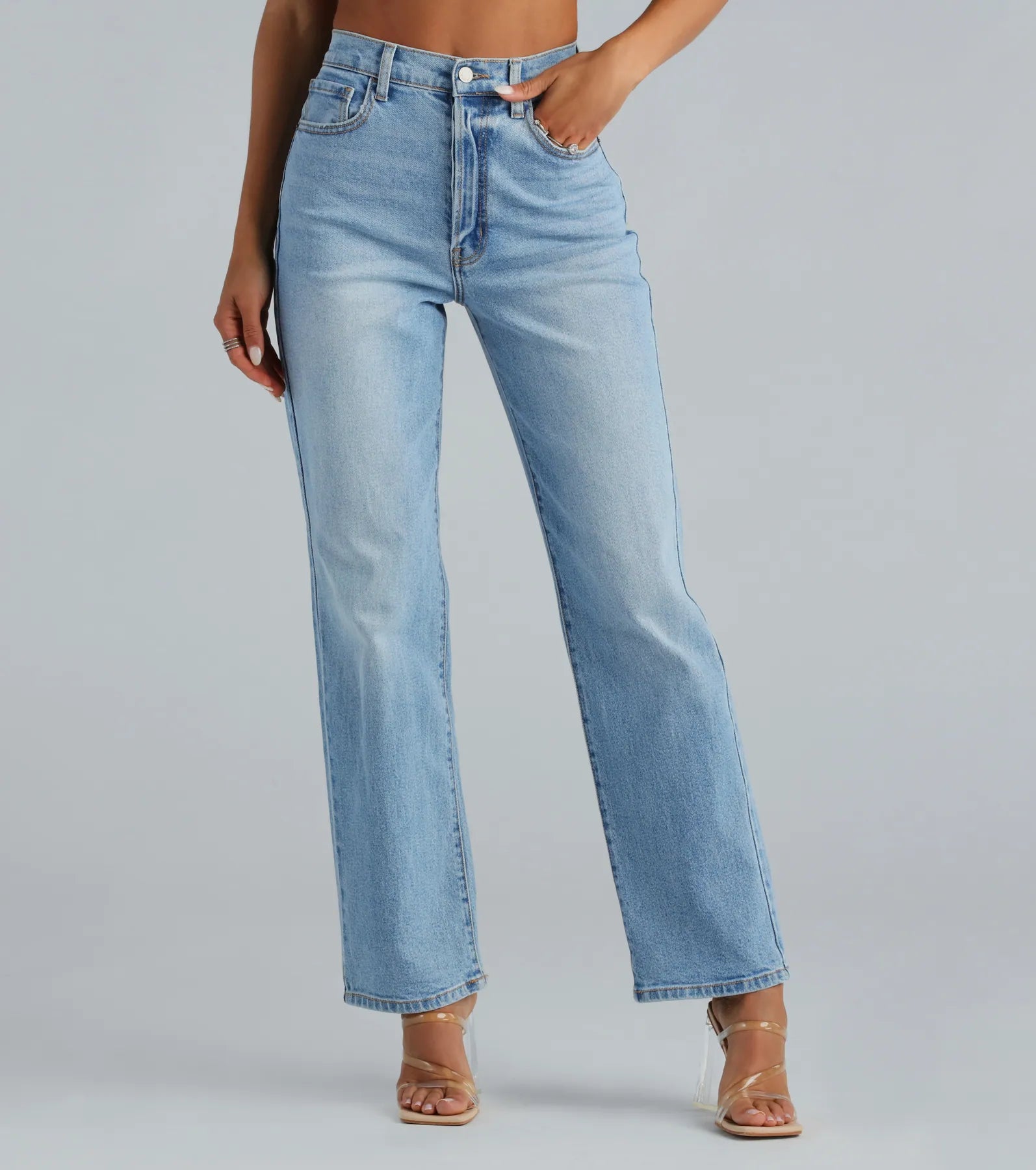 Stonewashed Jeans for Softness -Classic High-Rise Straight-Leg Boyfriend Jeans