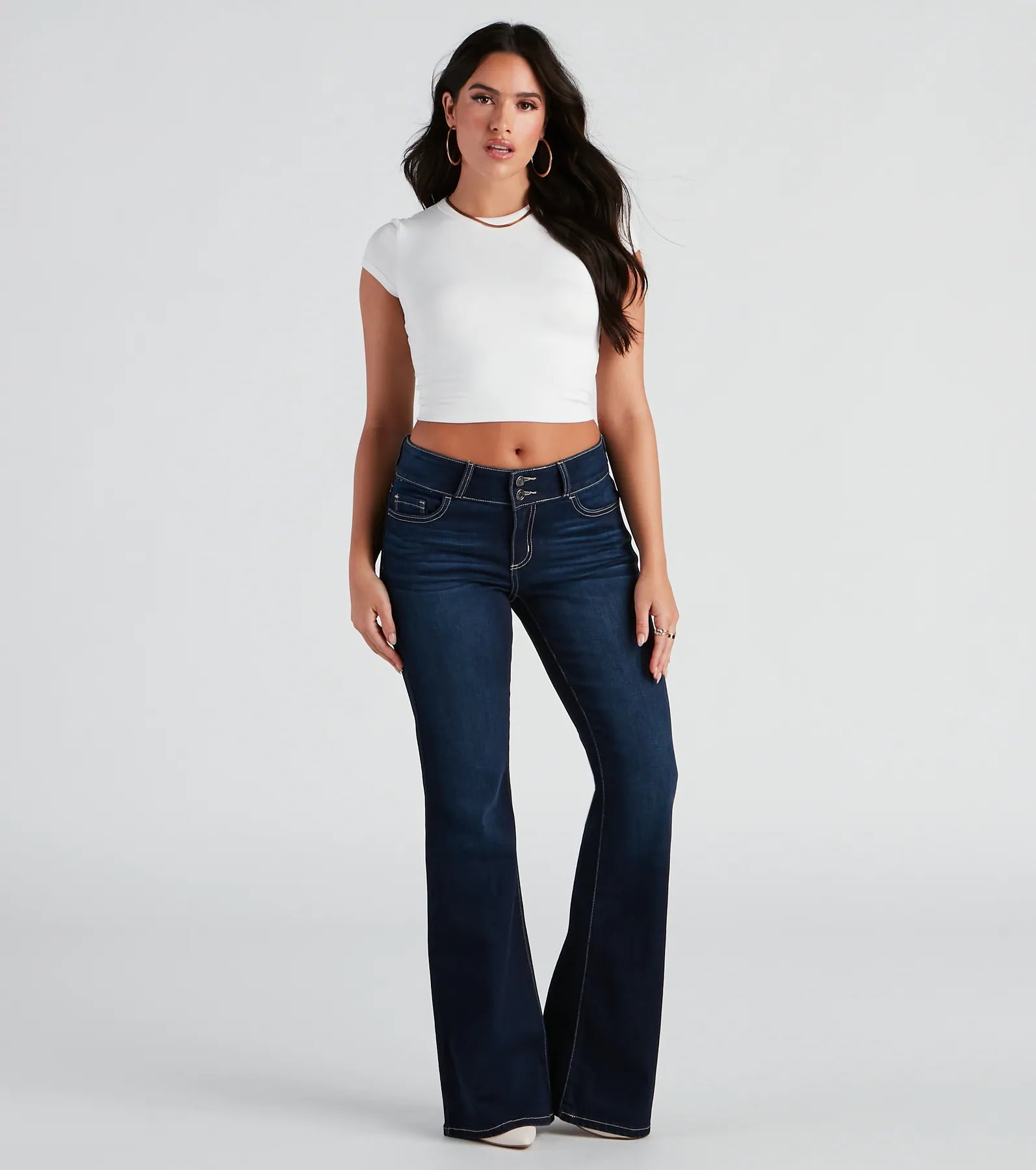 A-line Skirt Jeans for Grace -Drop It Low Mid Rise Flare Denim Jeans