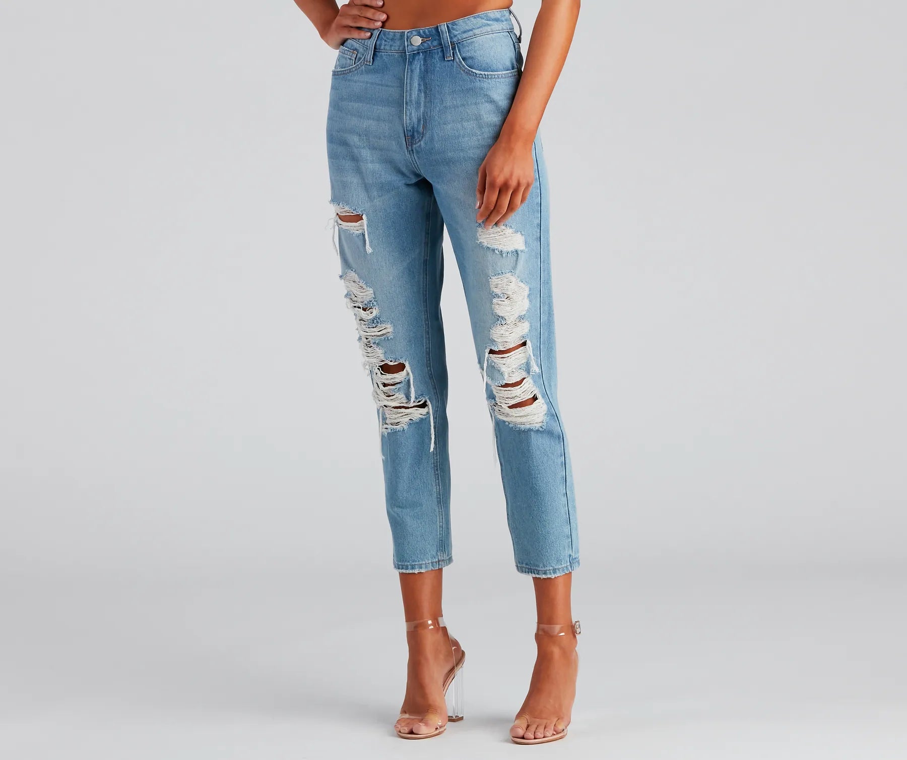 Fishing Jeans for Water -Ella Distressed Mom Jeans