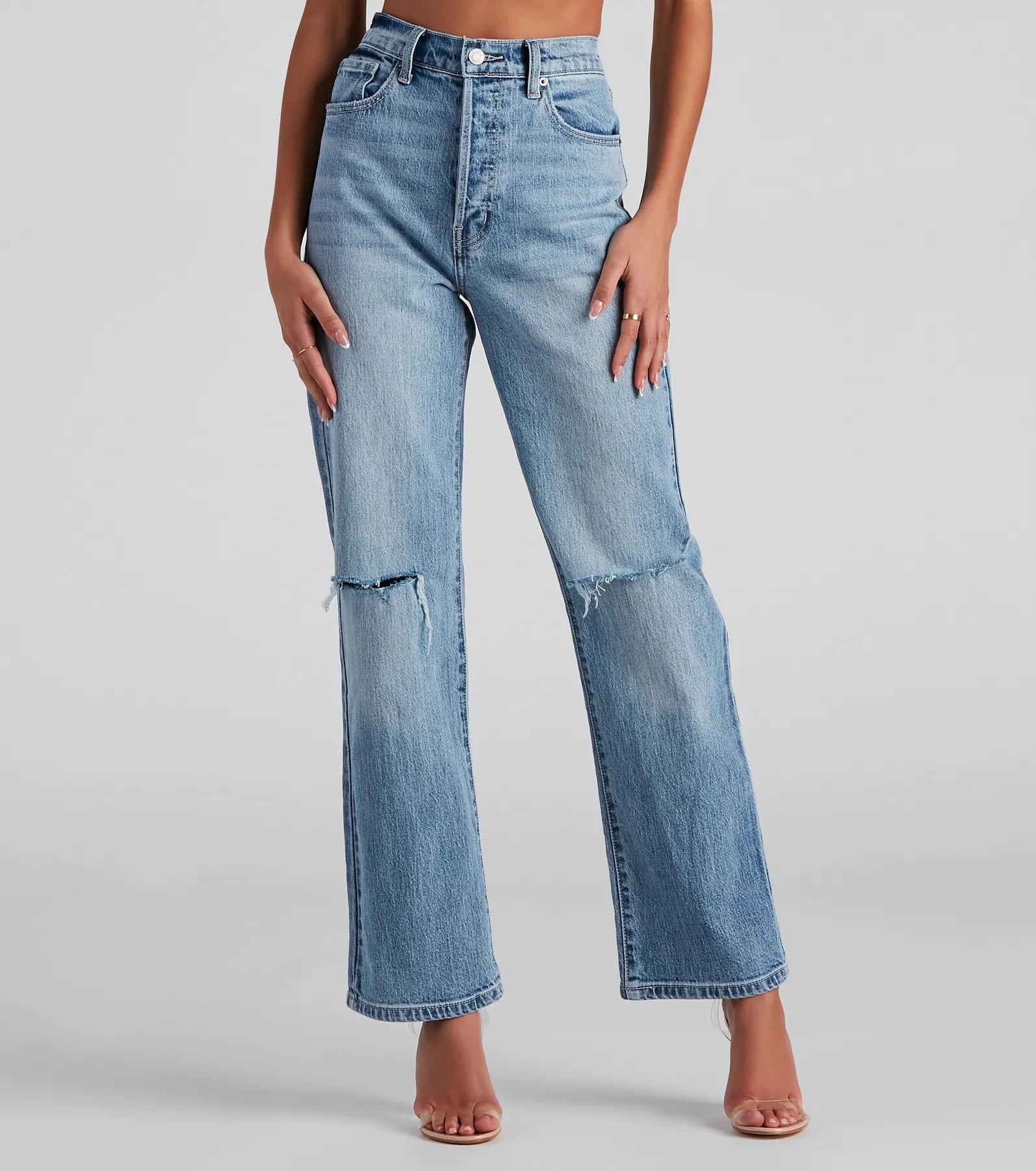 Hiking Jeans for Trail -Got The Blues High Rise Boyfriend Jeans