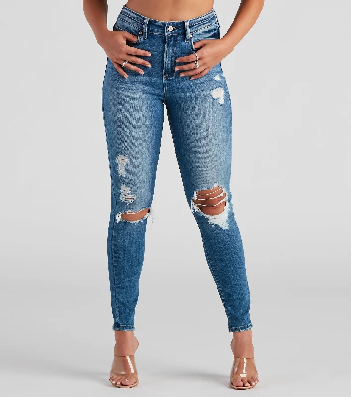 Leather Trim Jeans for Luxury -Harper Mid-Rise Skinny Denim Jeans