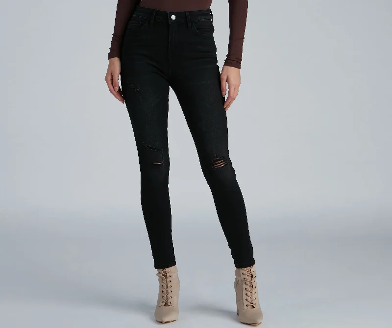 Yoga Jeans for Stretch -New In Town Mid-Rise Distressed Crop Skinny Jeans