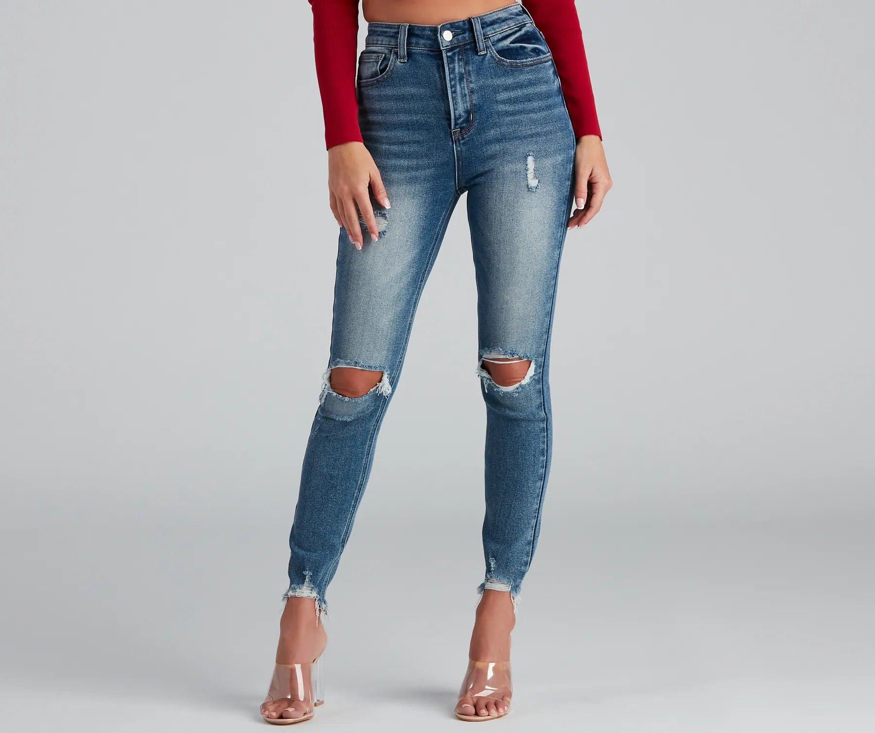 Gym Jeans for Workout -Taylor Distressed Cropped Skinny Jeans