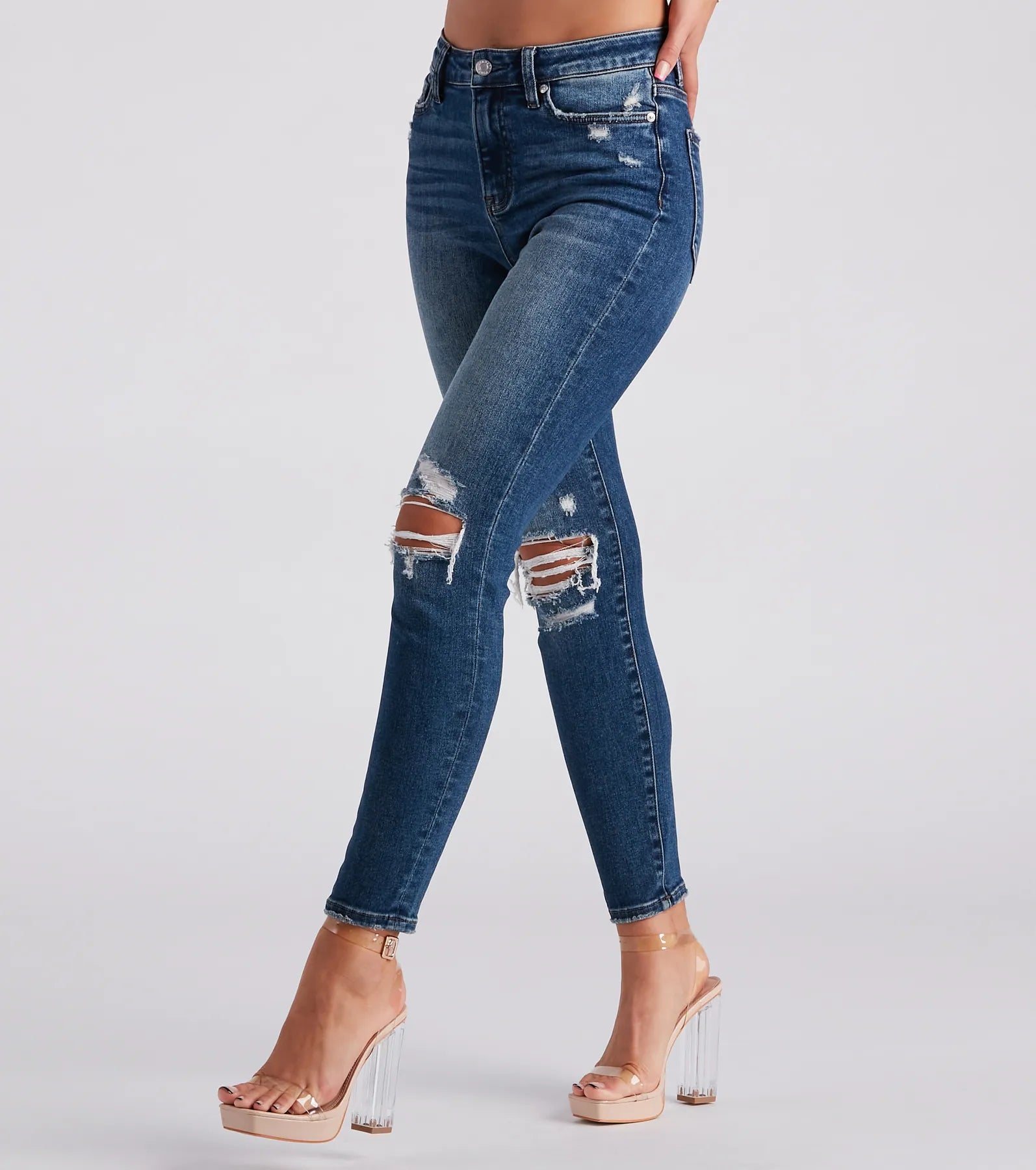 Overalls Jeans for Workwear -Taylor High-Rise Destructed Skinny Ankle Jeans by Windsor Denim